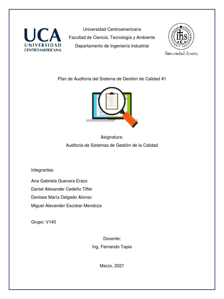 Plan de Auditoria de SGC 1 | PDF | Gestión de la calidad | Auditoría