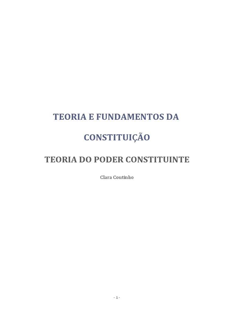 Teoria do Poder Constituinte e sua Hierarquia | PDF | Constituição ...