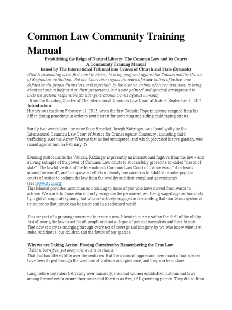 Common Law Community Training Manual | PDF | Lawsuit | Common Law