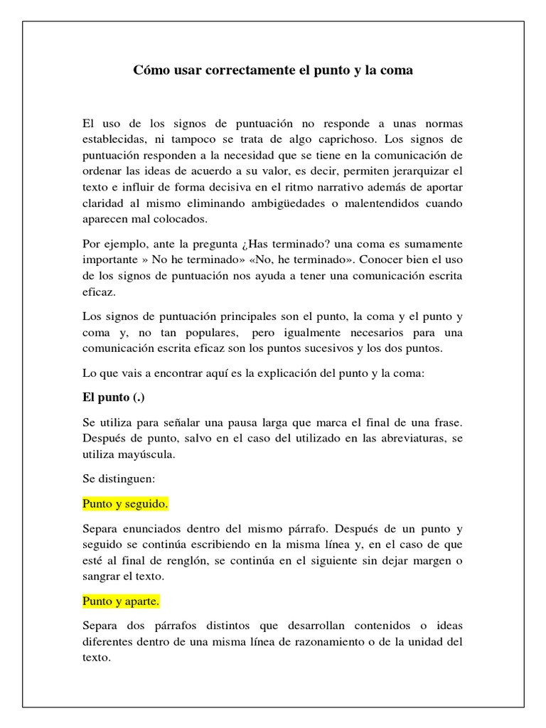 Uso del punto y coma en párrafos | PDF | Puntuación | Coma