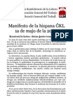 Manifesto de la hispana ĜKL por la 1a de majo