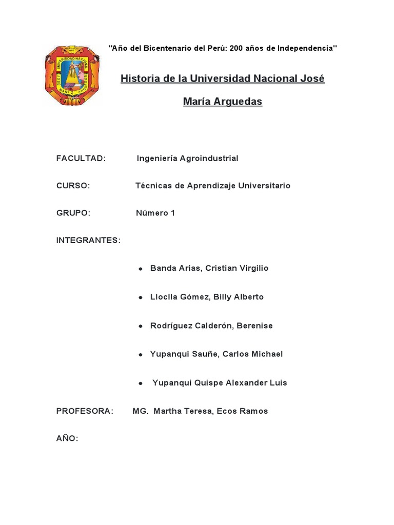 Historia de la Universidad UNAJMA | PDF | Viajes y turismo | Historia