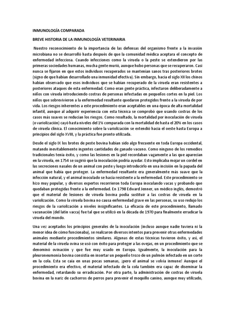 Historia de la Inmunología Veterinaria | PDF | Viruela | Luis Pasteur