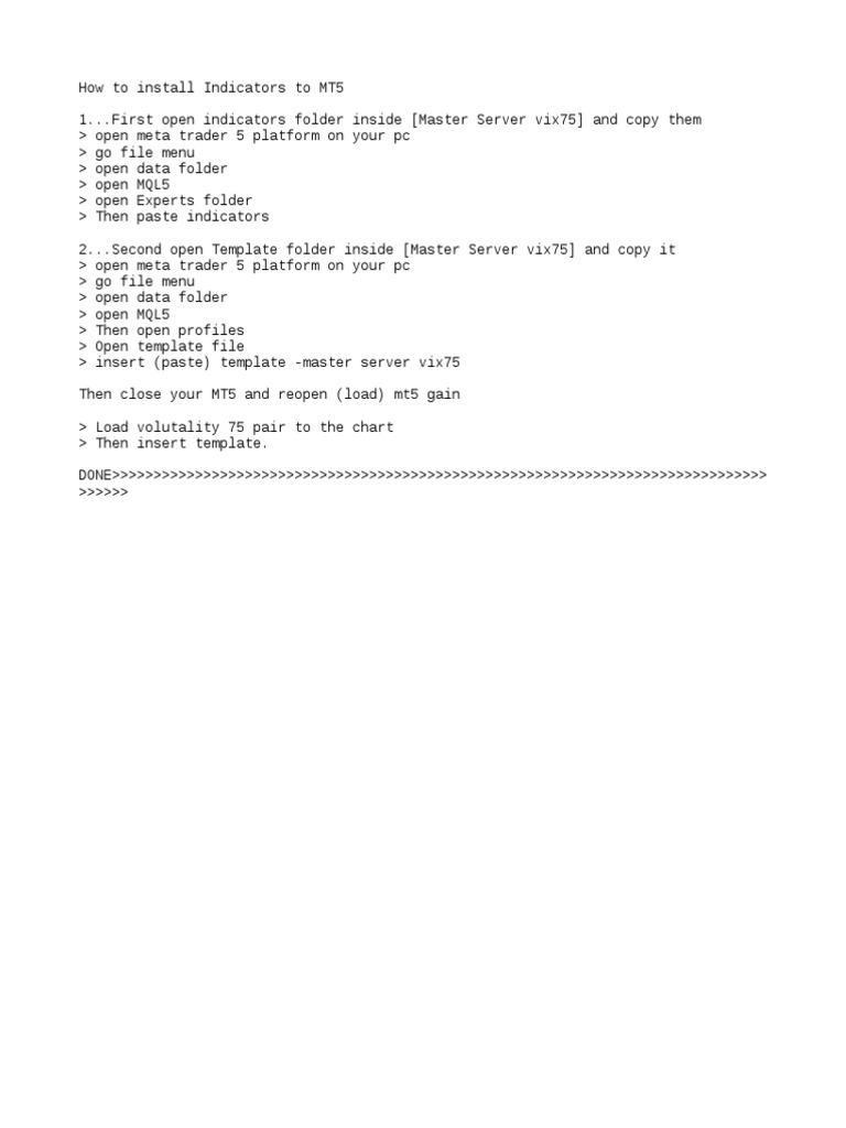 MT5 Lnstallation Instructions | PDF