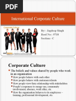 International Corporate Culture: By:-Jagdeep Singh Rool No: - 5718 Section: - C