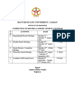 Bauchi State University, Gadau: Completion of 2019/2020 Academic Session Calendar S N Activity Date Durartion
