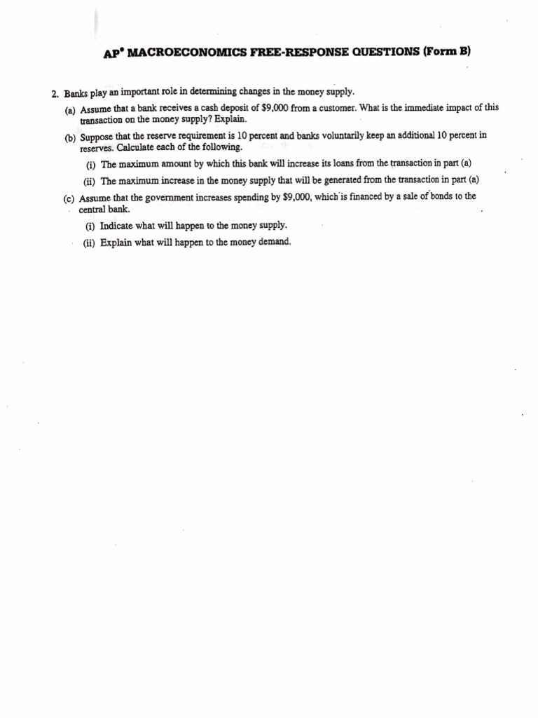 Ap Macroeconomics FreeResponse Questions (Form B) PDF
