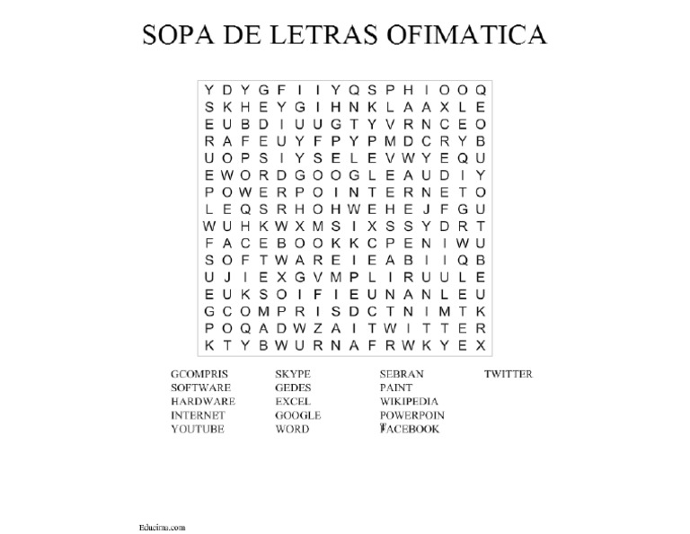 Sopa de Letras Terminos Informaticos | PDF