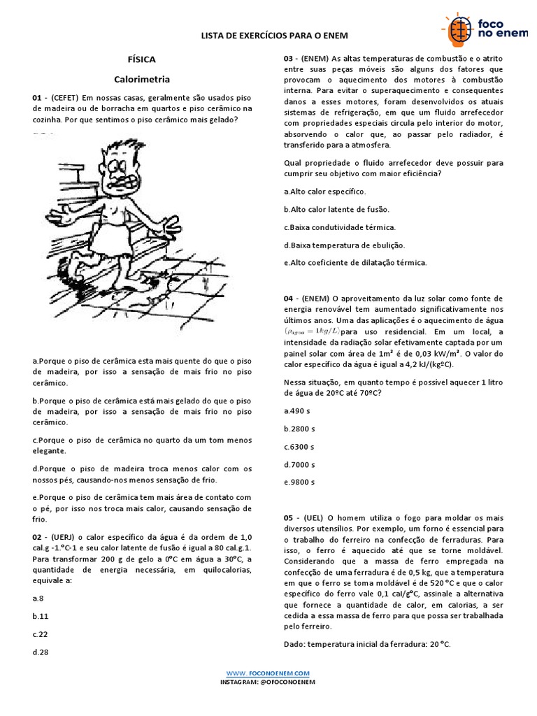 Exercícios de Termologia do Enem • Infoenem