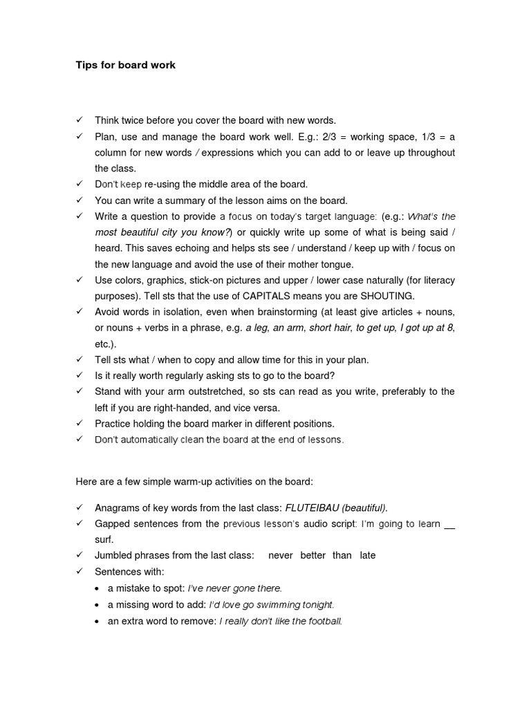 Boardwork Tips - Final Version | PDF | Career & Growth | Foreign ...