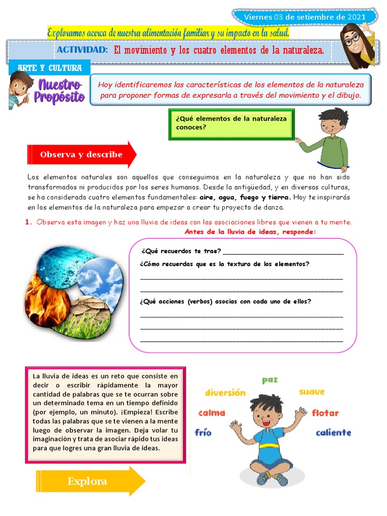 Exploración de los Cuatro Elementos | PDF | Naturaleza | Lluvia