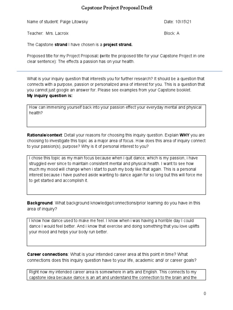 Capstone Project Proposal Draft Fillable Download Free PDF Capstone Project Proposal Draft Fillable Download Free PDF