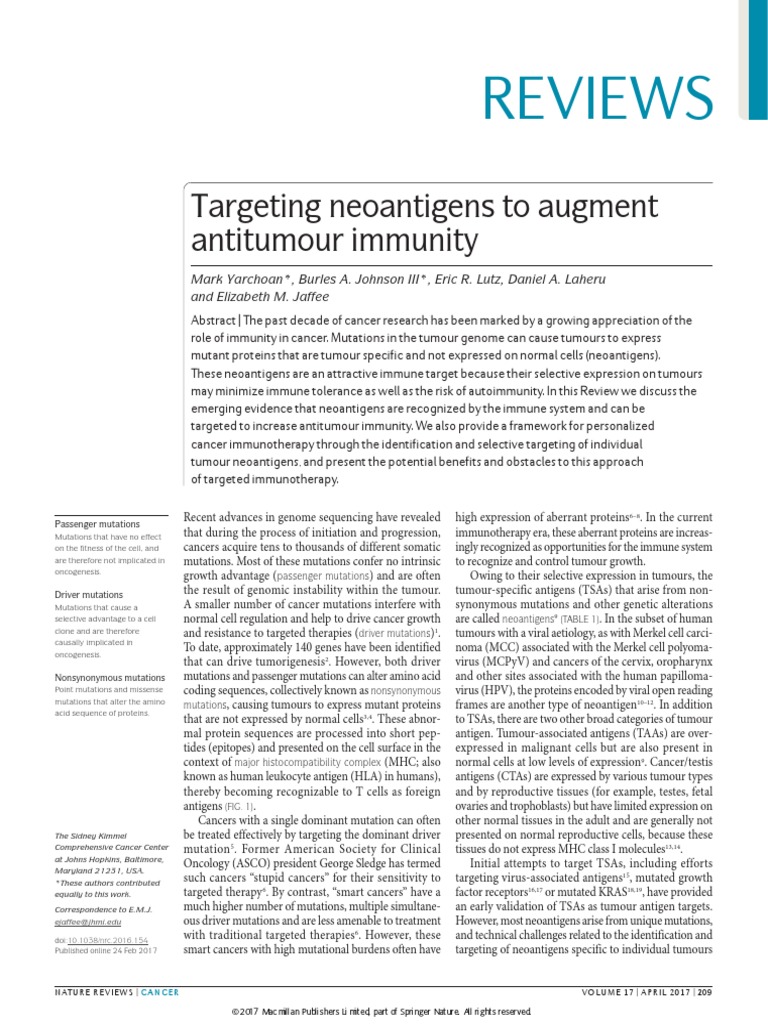 Targeting Neoantigens To Augment Antitumour Immunity | PDF | Antigen ...