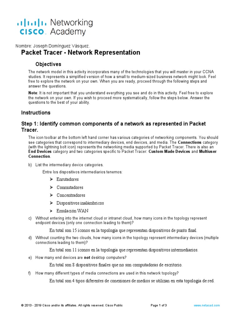 Packet Tracer Network Representation Guide | PDF | Computer Network ...