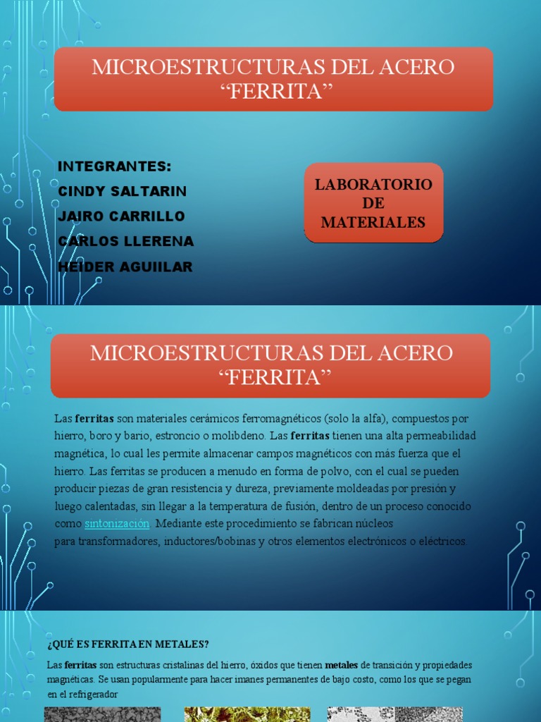 Microestructura y características de ferrita | PDF | Materiales | Química