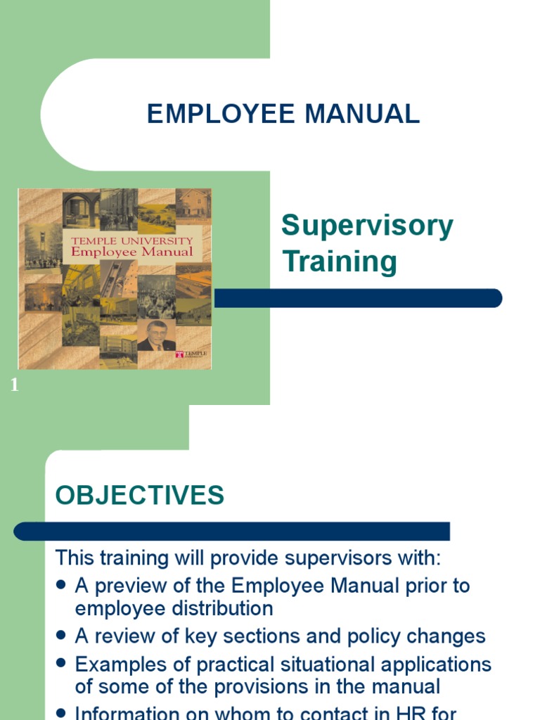 Employee Manual: Supervisory Training | PDF | Sexual Harassment | Sick ...