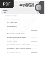 Matemáticas Trm-10 - Problemas de Planteamientos: Taller de Reforzamiento #10