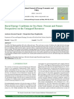 Rural Energy Conditions in Oyo State: Present and Future Perspectives On The Untapped Resources