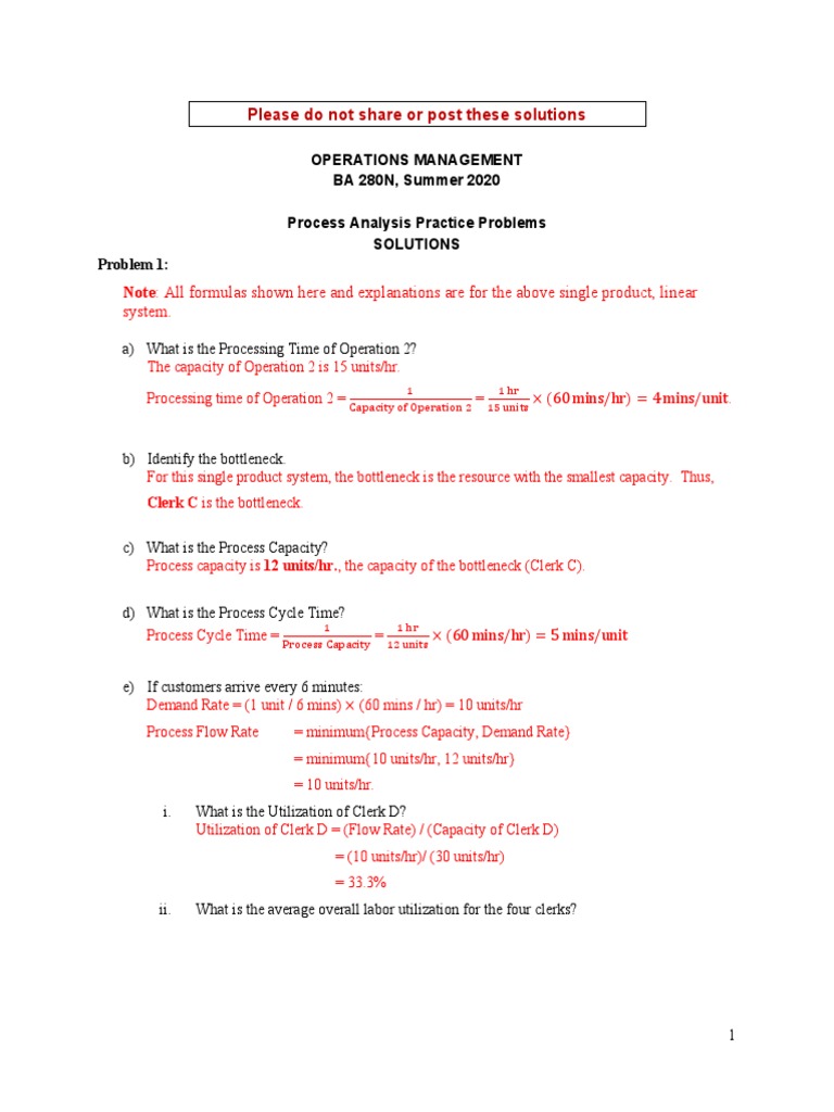 1 Process - Analysis Solutions | PDF | Operations Management | Applied ...