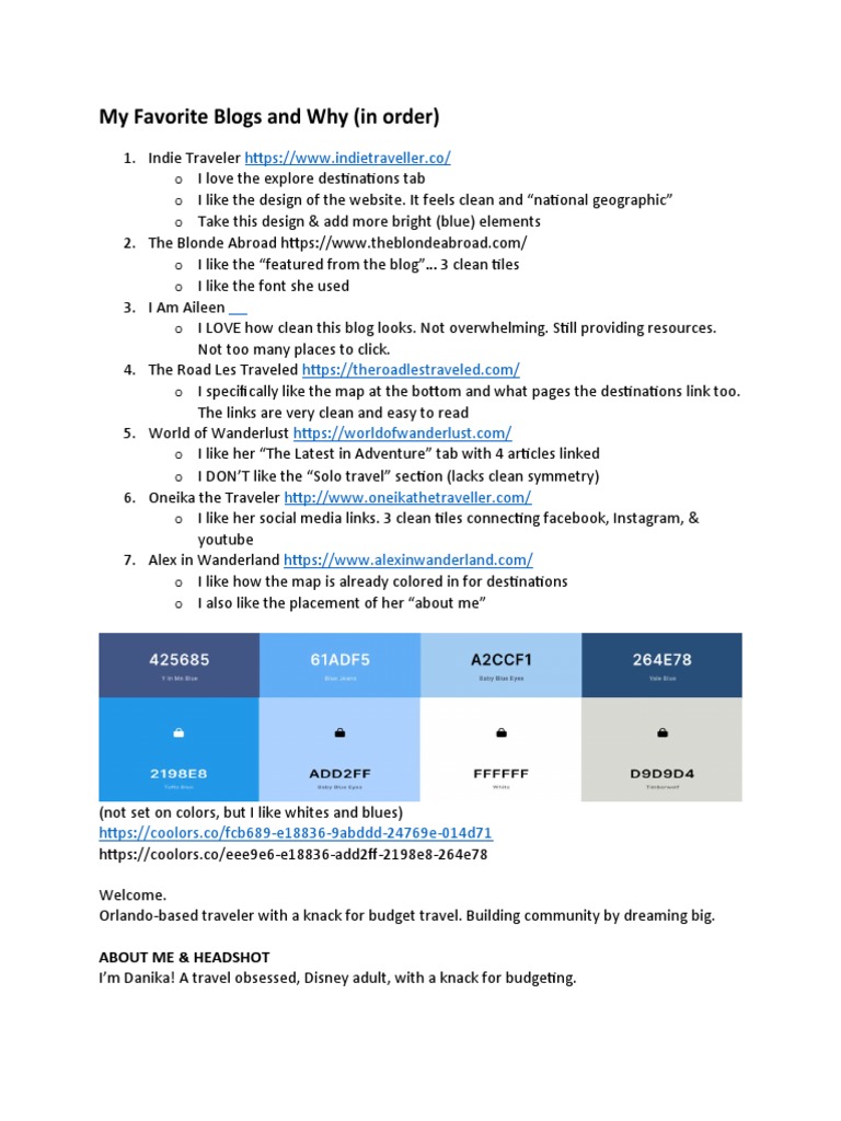 My Favorite Blogs and Why | PDF
