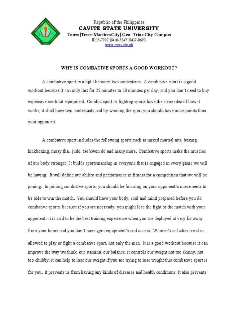Why Is Combative Sports A Good Workout | PDF | Sports | Physical Fitness