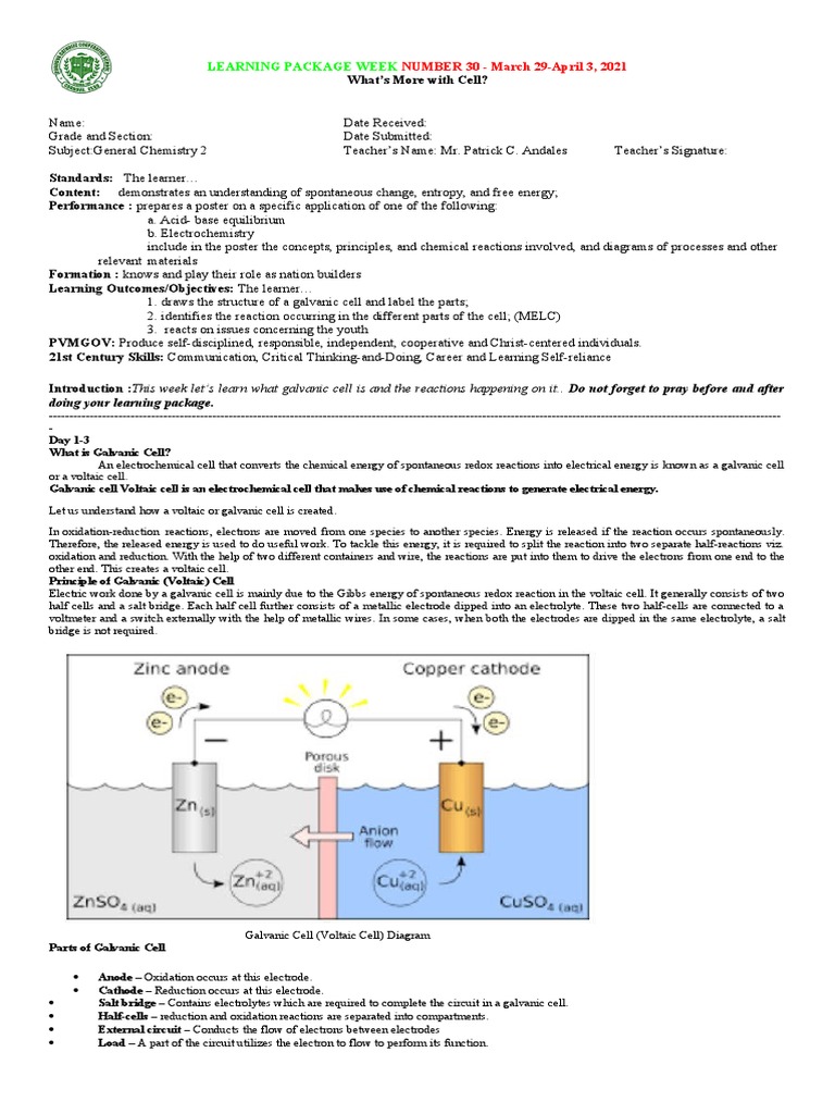 Understanding Galvanic Cells | PDF | Electrode | Anode