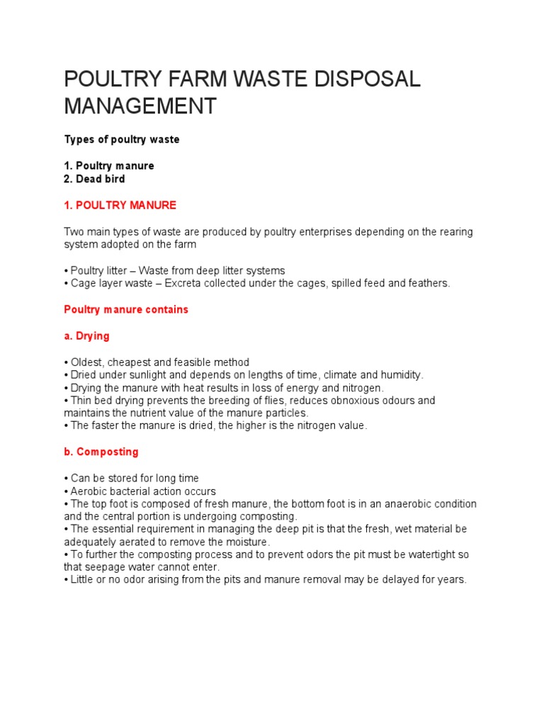 Indicative Development and Management Plan | PDF | Poultry Farming | Manure