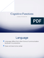Cognitive Functions: Lectures 4/18 and 4/20
