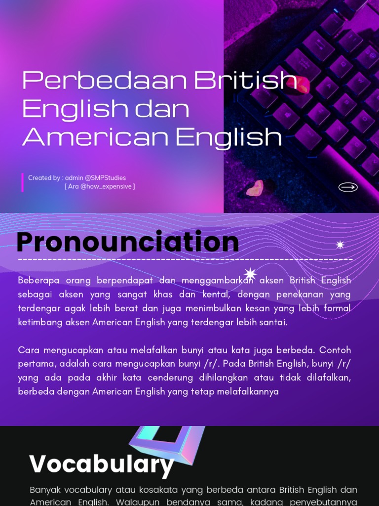 Perbedaan British English & American English PDF