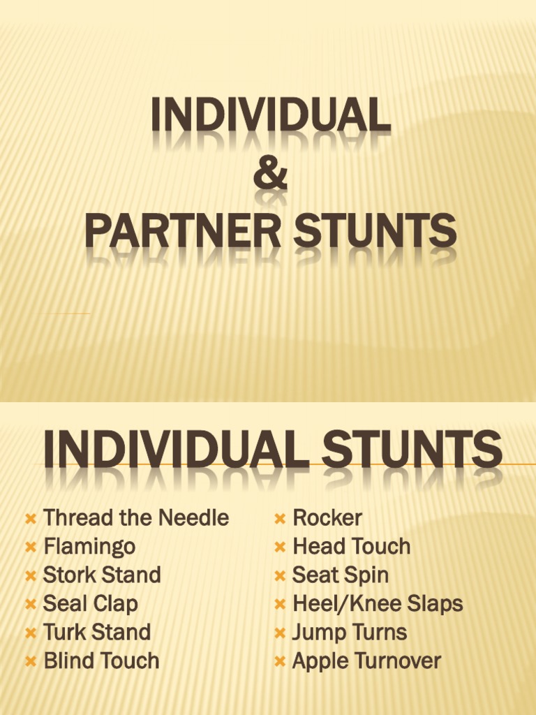 Individual Stunts in Cheerdance | PDF | Language Arts & Discipline