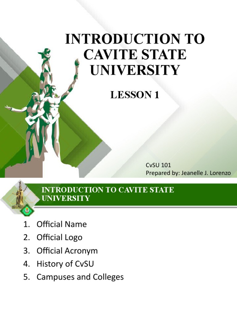 Cvsu 101 - Lesson 1 - Introduction To Cvsu | PDF