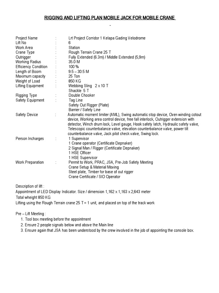 Mobile Crane Lifting Plan for 25 Ton | PDF | Crane (Machine ...