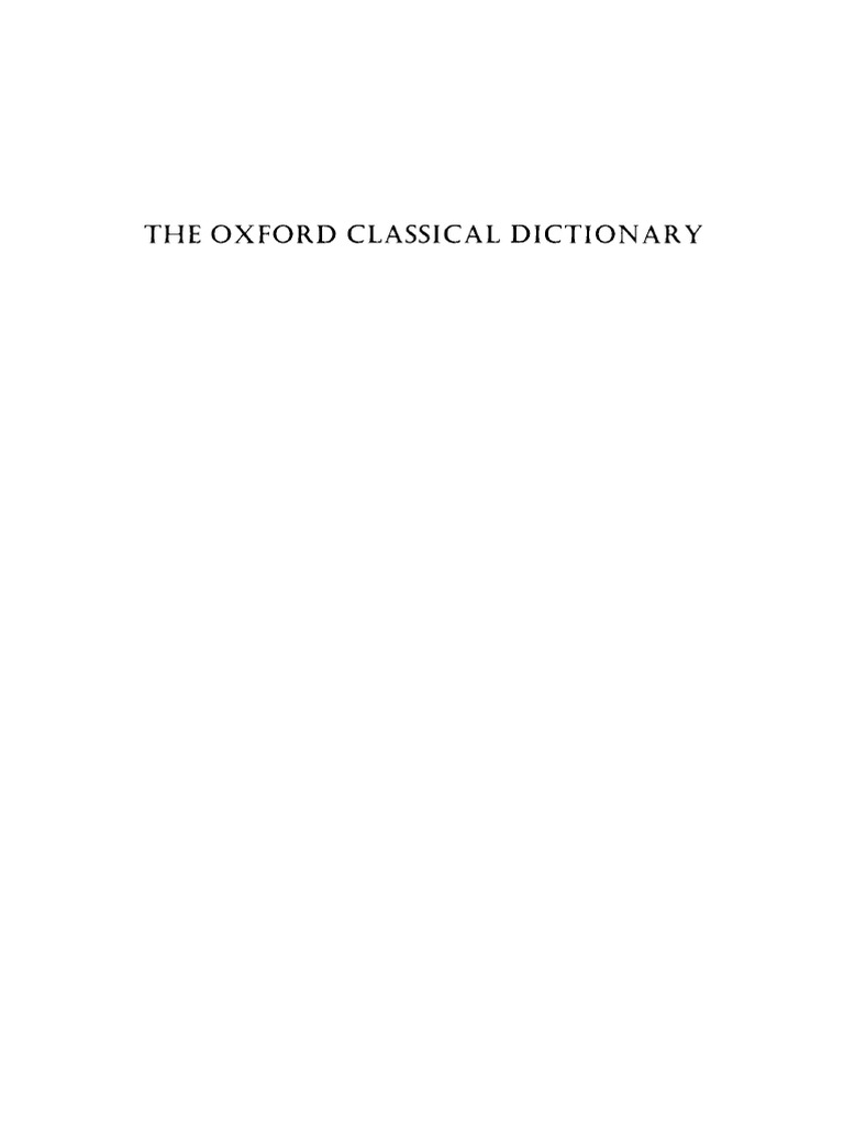 Oxford Classical Dictionary 3rd Edition | PDF | Classics