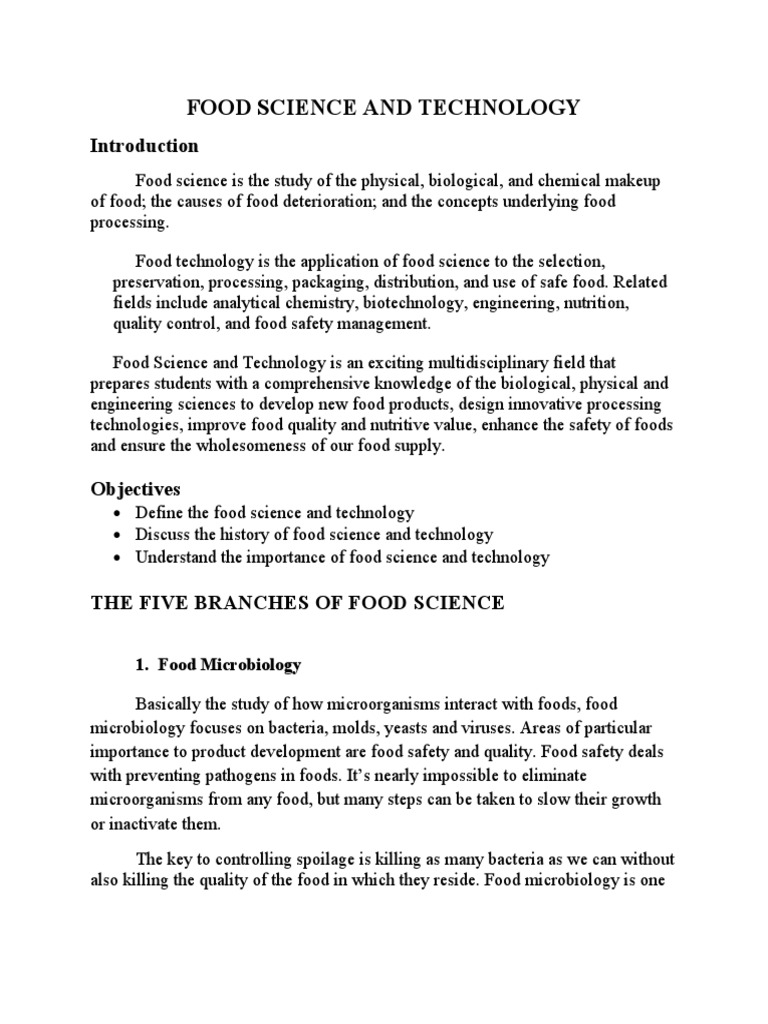 Overview of Food Science & Technology | PDF | Food Science | Foods