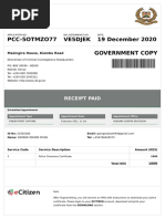 PCC-5OTMZO77 Ve5Djek 19 December 2020 Government Copy: Receipt Paid