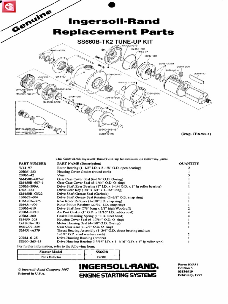 SS660 Air Starter Parts List PDF Vehicles Manufactured Goods