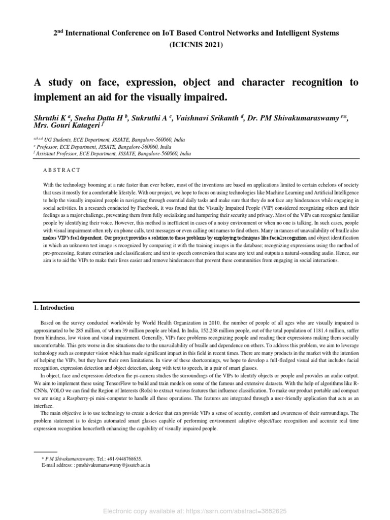 A Study On Face, Expression, Object and Character Recognition To ...