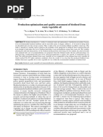 Production Optimization and Quality Assessment of Biodiesel From Waste Vegetable Oil