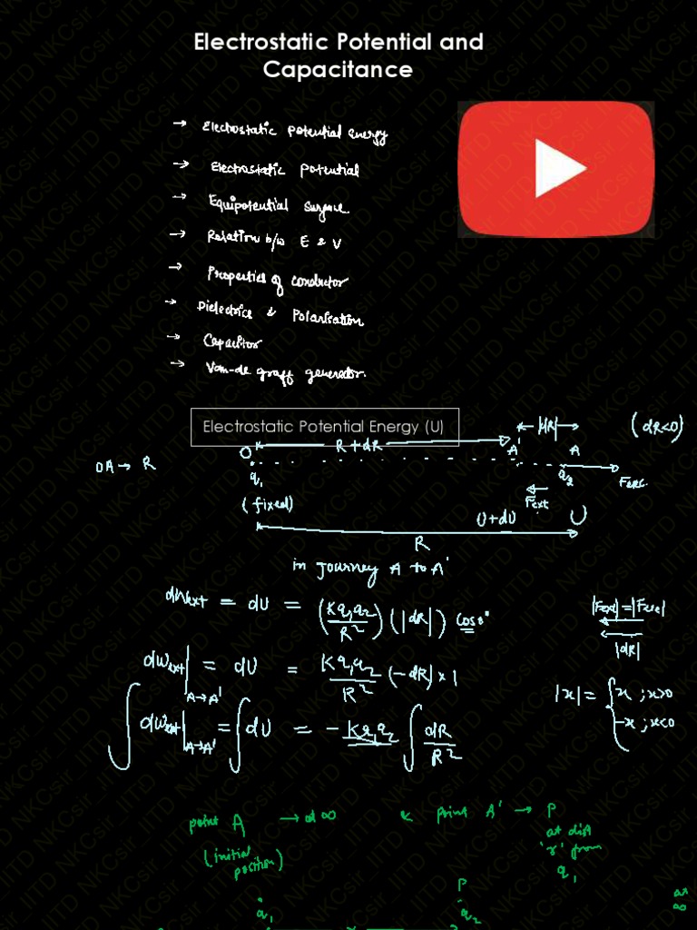 Electric Potential & Capacitance Notes | PDF