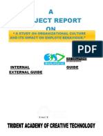 A Project Report ON: " A Study On Organizational Culture and Its Impact On Employe Behaviour."