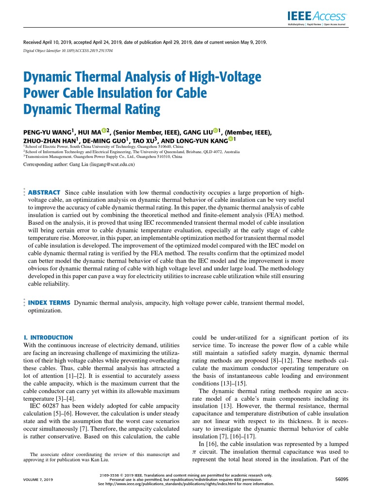 Dynamic Thermal Analysis of Power Cables | PDF | Heat Transfer ...