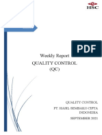 Weekly Report Quality Control (QC) : Quality Control Pt. Hasil Sembako Cipta Indonesia September 2021