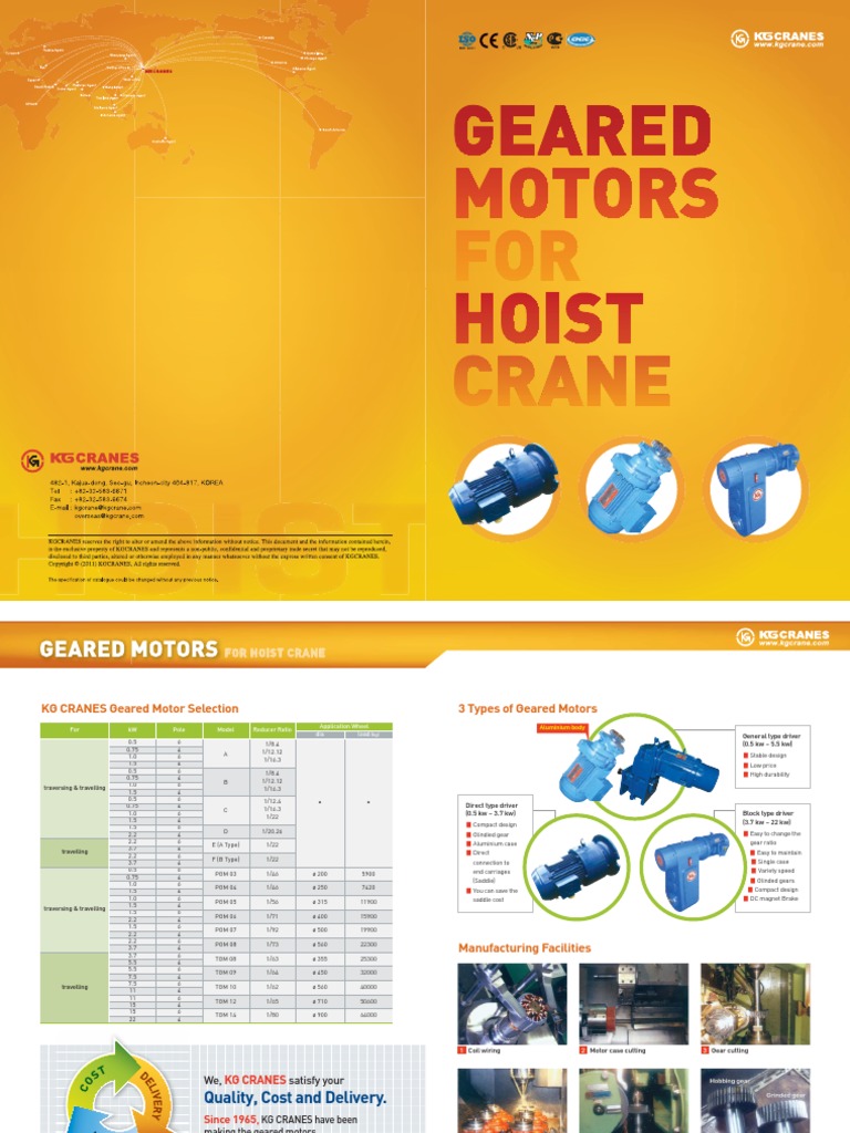 Selection Guide for KG Cranes Geared Motors Understanding the