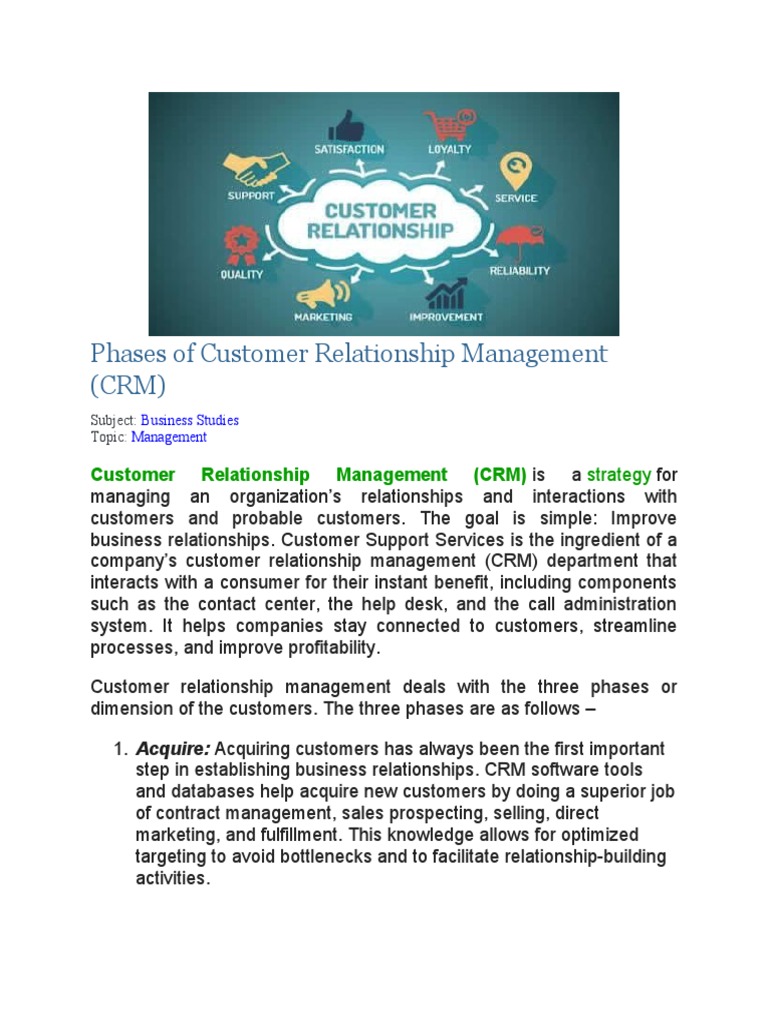 Three Phases of Customer Relationship Management | PDF
