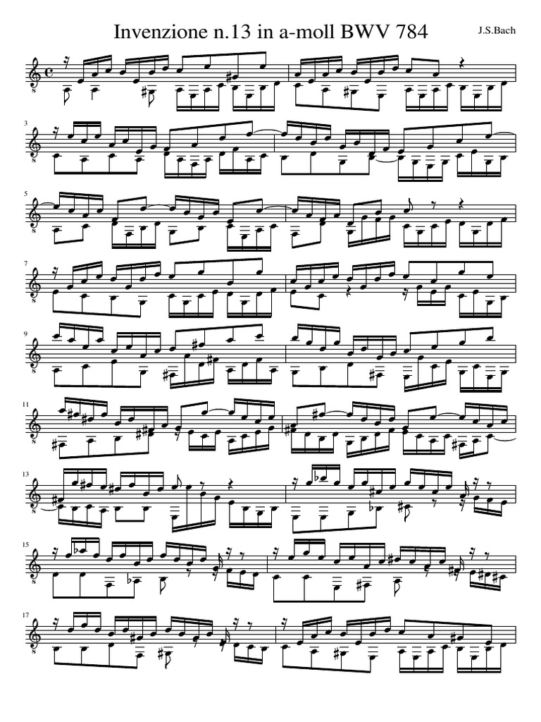 Invenzione n.13 in A-Moll BWV 784: J.S.Bach | PDF | Classical Music ...