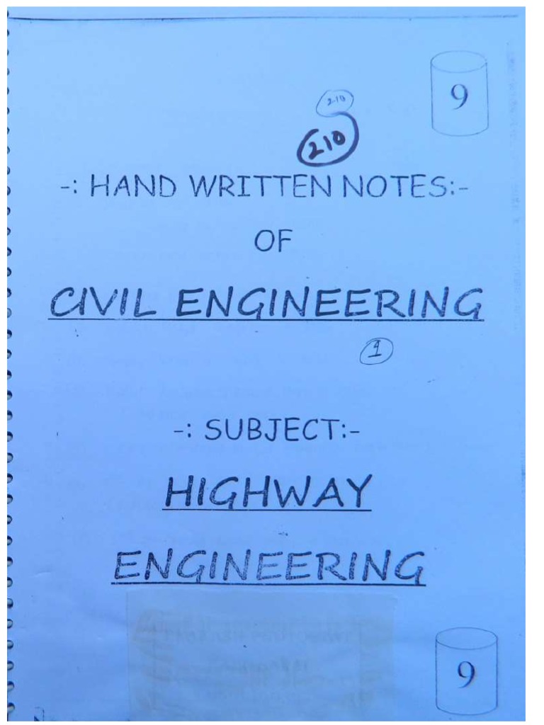 Hand Written Notes On Highway and Traffic Engineering PDF