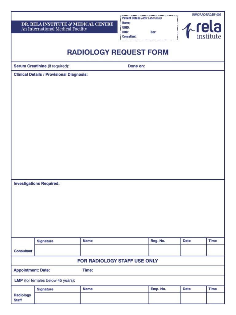 Radiology Request Form CDR PDF Radiology Clinical Medicine