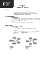 Lesson Plan in Computer System I. Objectives:: 1. Introductory Activities