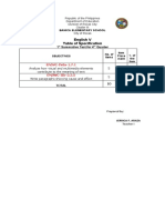 English V Table of Specification