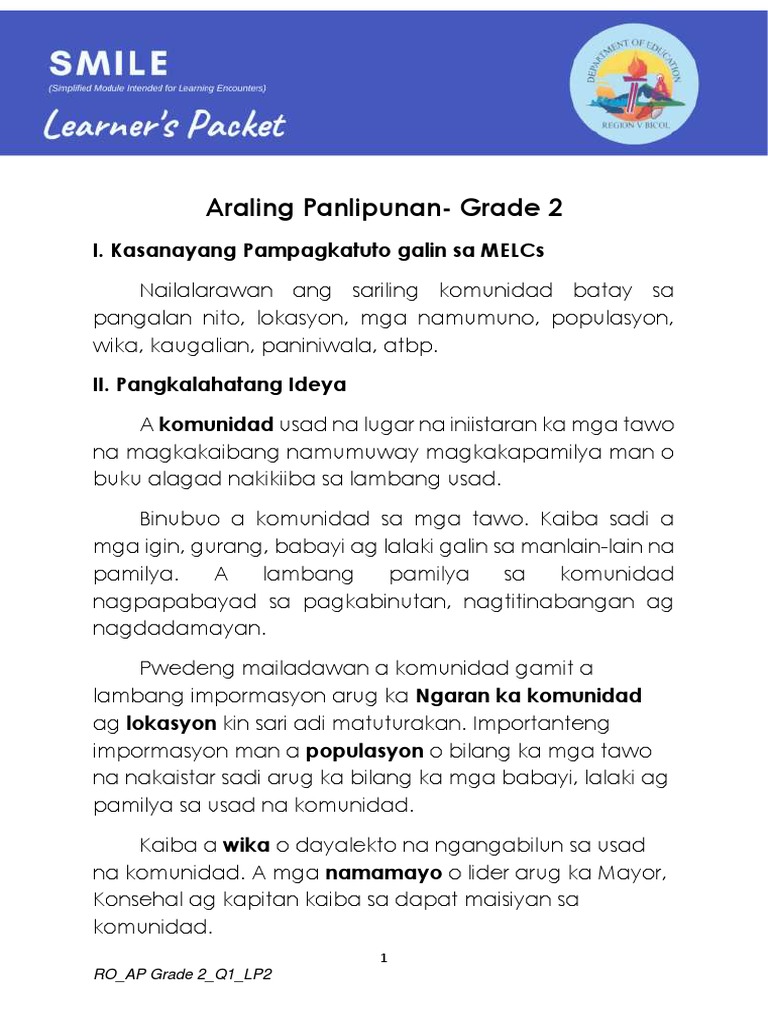 AP2 Learner - S Packet-Q1-Wk 2 | PDF